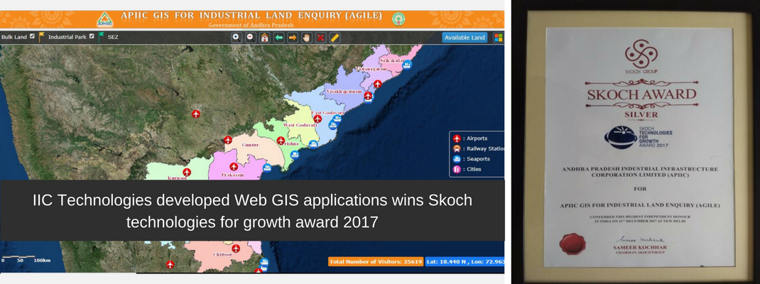IIC Technologies developed Web GIS applications wins Skoch technologies for growth award 2017 